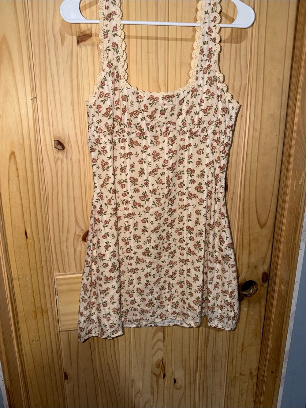 Princess Polly Cream Floral Mini Dress with Pink & Green Print